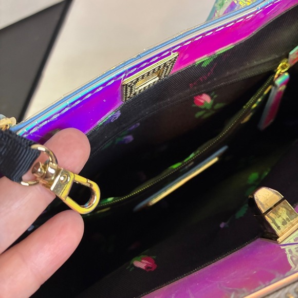 Betsey Johnson Iridescent RARE BAG Holographic Bow Satchel Crossbody Gold Purse - Picture 16 of 16
